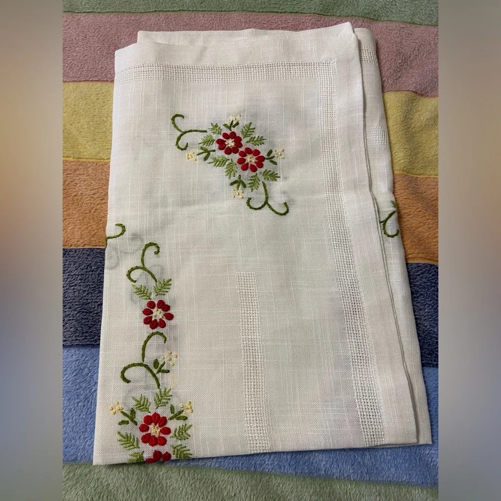 Floral Embroidered Table Cover